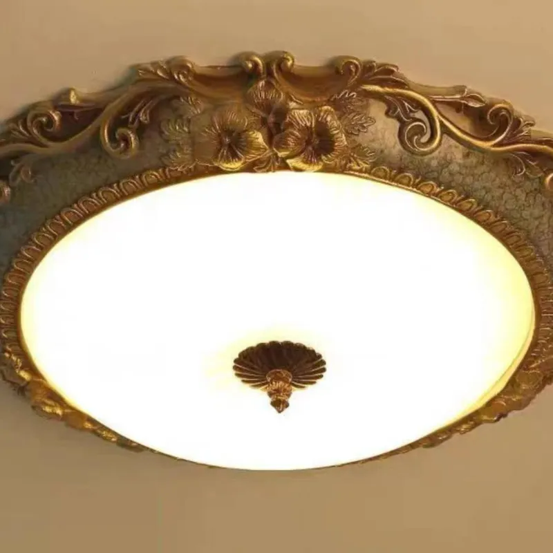 Tiffany Flush Mount Ceiling Light, Brass/Resin