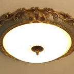 Tiffany Flush Mount Ceiling Light, Brass/Resin