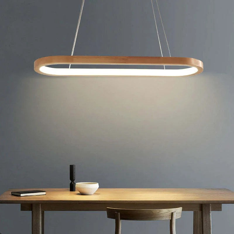 Veon Contemporary Oval Wooden Pendant Light