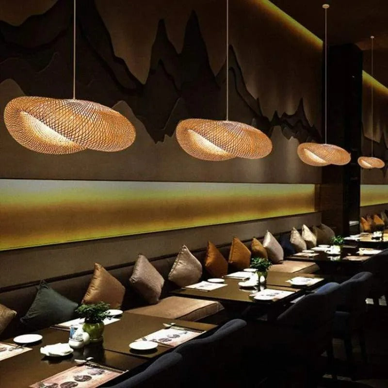 Rinwa Natural Pendant Light for Dining Room/Kitchen Island, Bamboo
