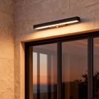 LED Linear Wall Light Outdoor Black Rectangle Motion Sensor Hardwired