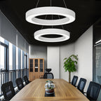LED Ring Pendant Ceiling Light Circular Metal Acrylic Dimmable Office Living Room — 15 to 47 Inch Sets