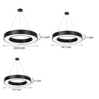 LED Ring Pendant Ceiling Light Circular Metal Acrylic Dimmable Office Living Room — 15 to 47 Inch Sets