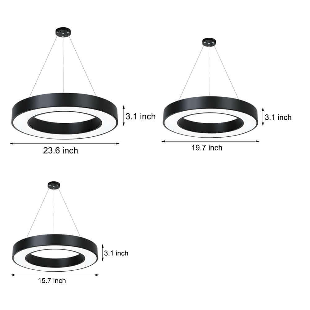 LED Ring Pendant Ceiling Light Circular Metal Acrylic Dimmable Office Living Room — 15 to 47 Inch Sets