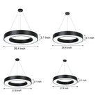 LED Ring Pendant Ceiling Light Circular Metal Acrylic Dimmable Office Living Room — 15 to 47 Inch Sets