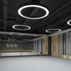 LED Ring Pendant Ceiling Light Circular Metal Acrylic Dimmable Office Living Room — 15 to 47 Inch Sets