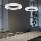 LED Ring Pendant Ceiling Light Circular Metal Acrylic Dimmable Office Living Room — 15 to 47 Inch Sets