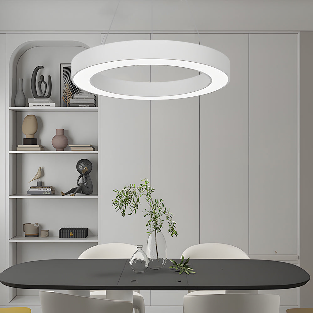 LED Ring Pendant Ceiling Light Circular Metal Acrylic Dimmable Office Living Room — 15 to 47 Inch Sets
