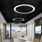 LED ring pendant ceiling light circular metal acrylic dimmable office living room — 15 to 47 inch sets