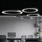 LED Ring Pendant Ceiling Light Circular Metal Acrylic Dimmable Office Living Room — 15 to 47 Inch Sets
