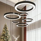 LED Ring Pendant Ceiling Light Circular Metal Acrylic Dimmable Office Living Room — 15 to 47 Inch Sets