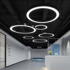 LED Ring Pendant Ceiling Light Circular Metal Acrylic Dimmable Office Living Room — 15 to 47 Inch Sets