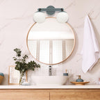 2-Light Globe Vanity Wall Sconce Frosted Opal Glass Bathroom Bedroom