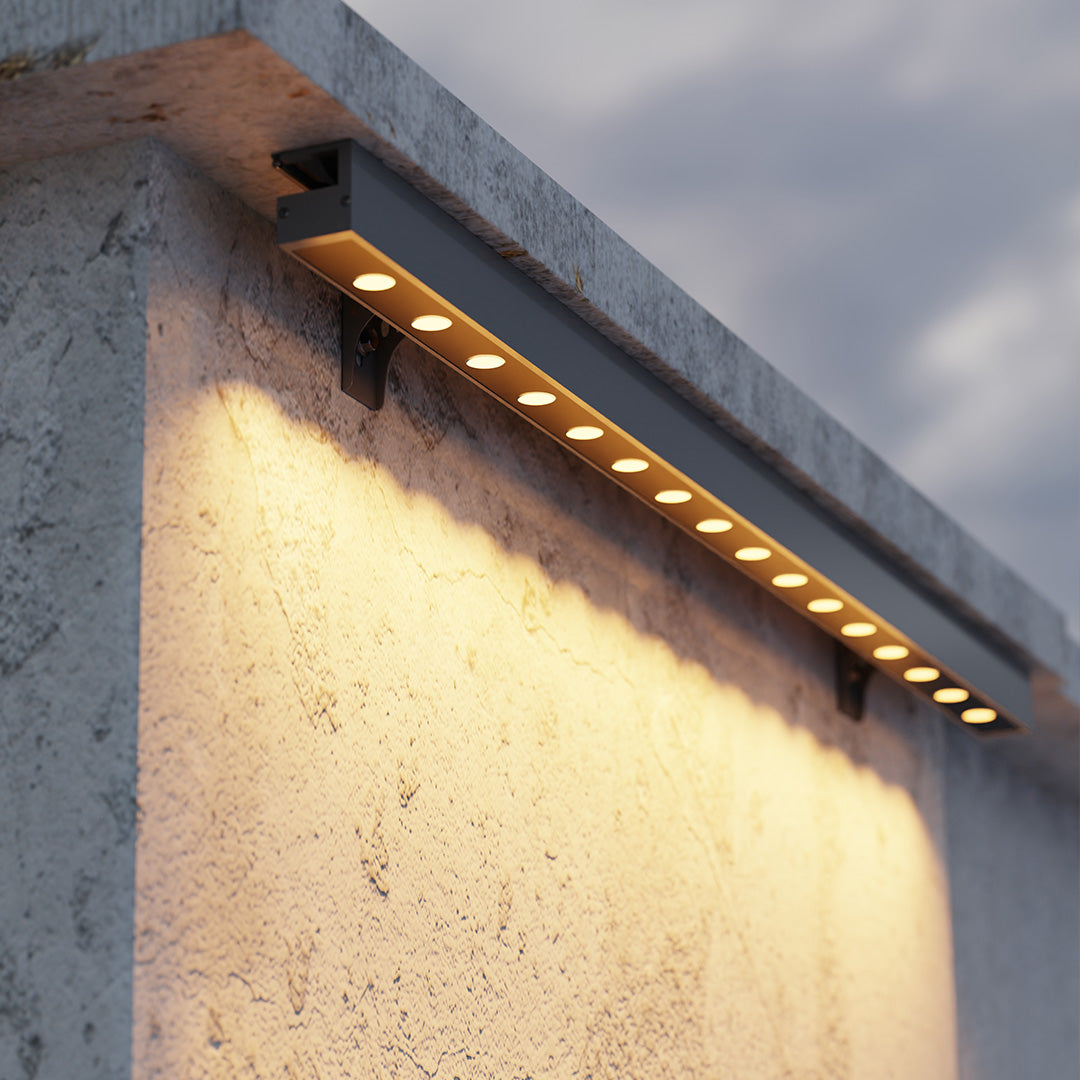 Linear LED wall washer upward outdoor aluminum light hardwired — 18W 24W warm cool white