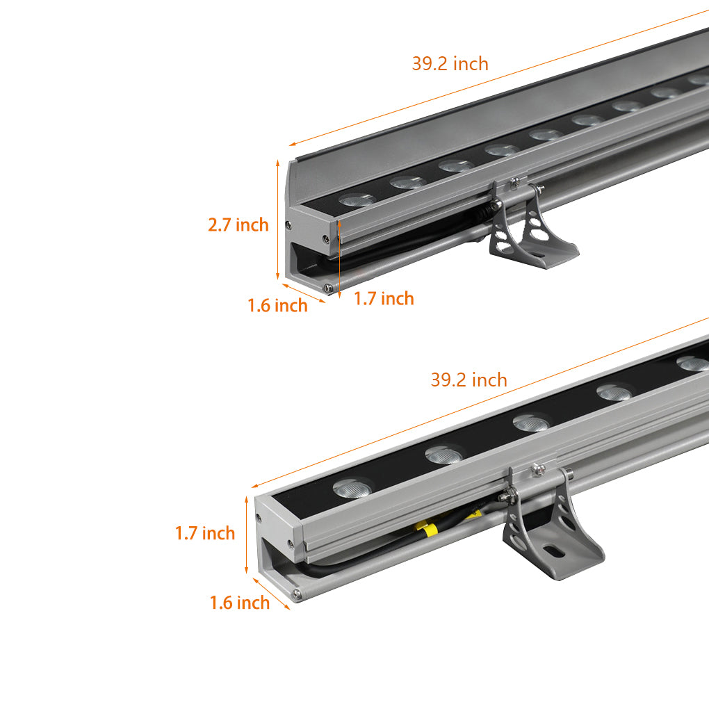 Linear LED Wall Washer Upward Outdoor Aluminum Light Hardwired — 18W 24W Warm Cool White
