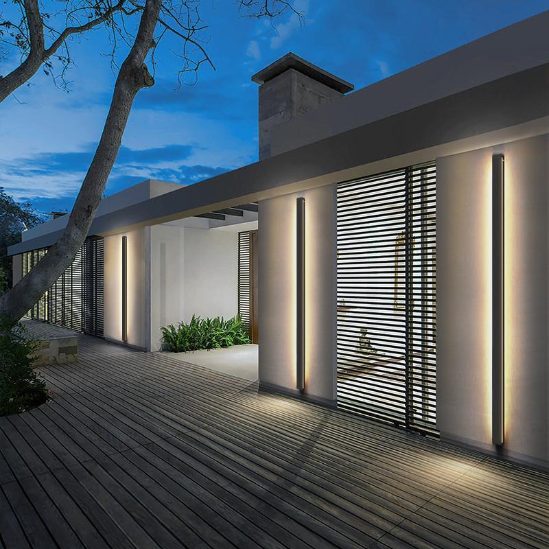 Linear Outdoor Wall Sconce Minimalist LED Black Aluminum Hardwired — 40 to 80 Inch Sets