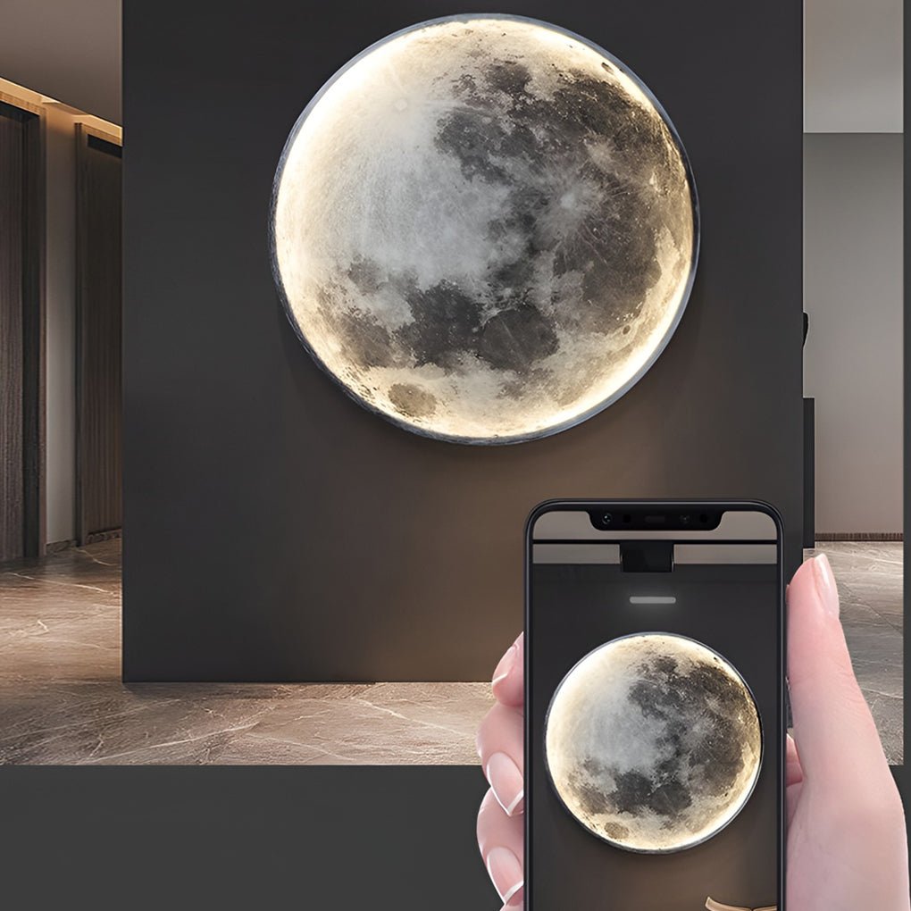 Full Moon LED Wall Lamp Dimmable 3-Step Artistic Bedroom Living Room — 9 to 15 Inch Sets