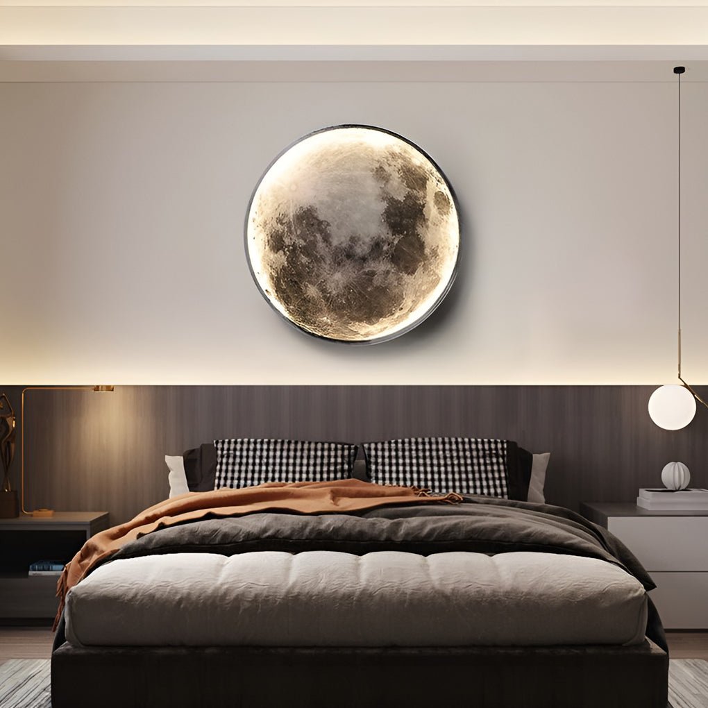 Full Moon LED Wall Lamp Dimmable 3-Step Artistic Bedroom Living Room — 9 to 15 Inch Sets