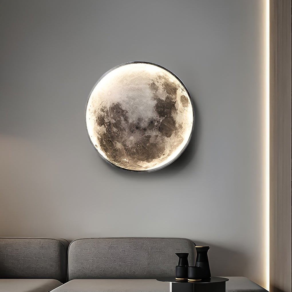 Full Moon LED Wall Lamp Dimmable 3-Step Artistic Bedroom Living Room — 9 to 15 Inch Sets
