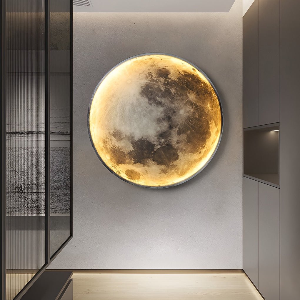 Full Moon LED Wall Lamp Dimmable 3-Step Artistic Bedroom Living Room — 9 to 15 Inch Sets