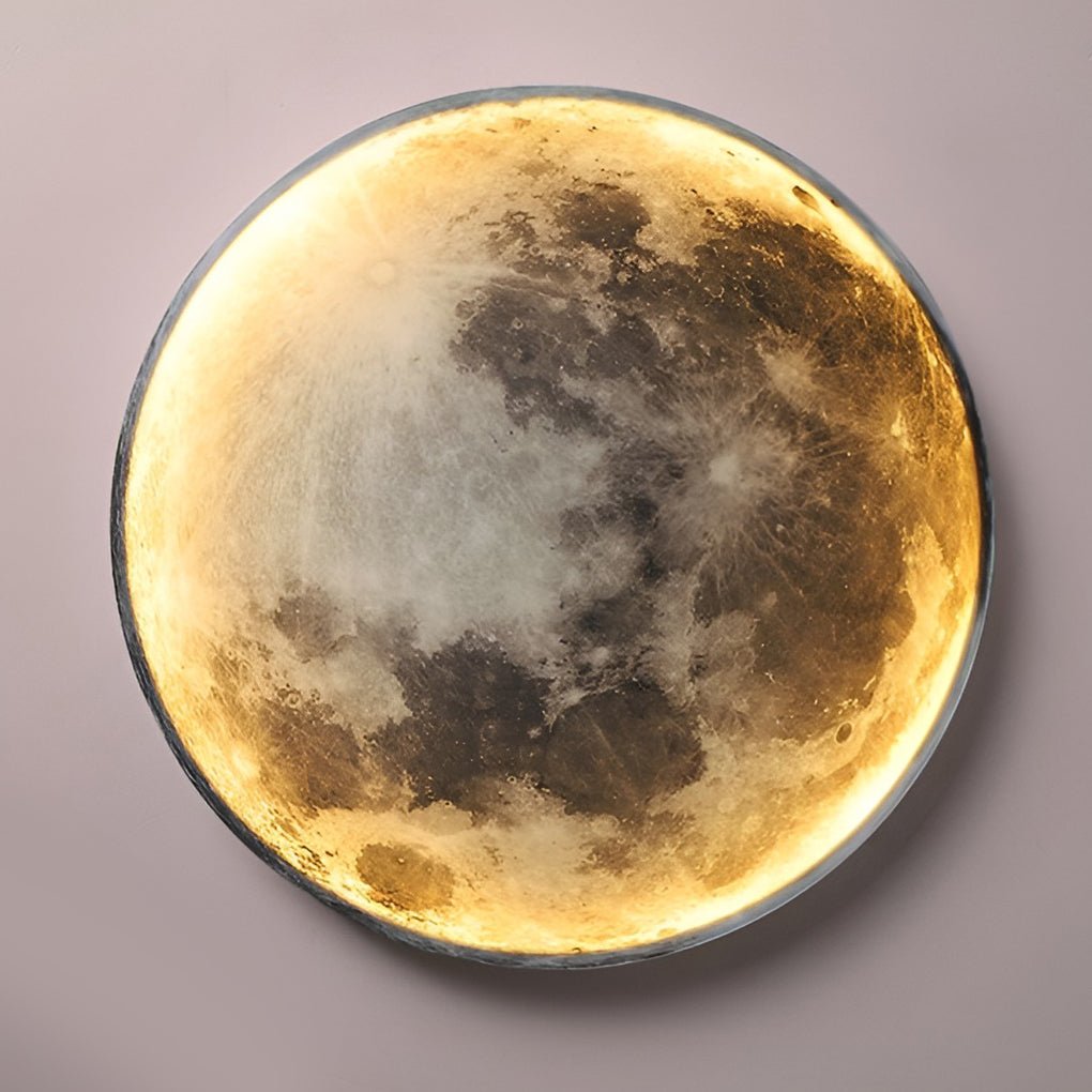 Full Moon LED Wall Lamp Dimmable 3-Step Artistic Bedroom Living Room — 9 to 15 Inch Sets