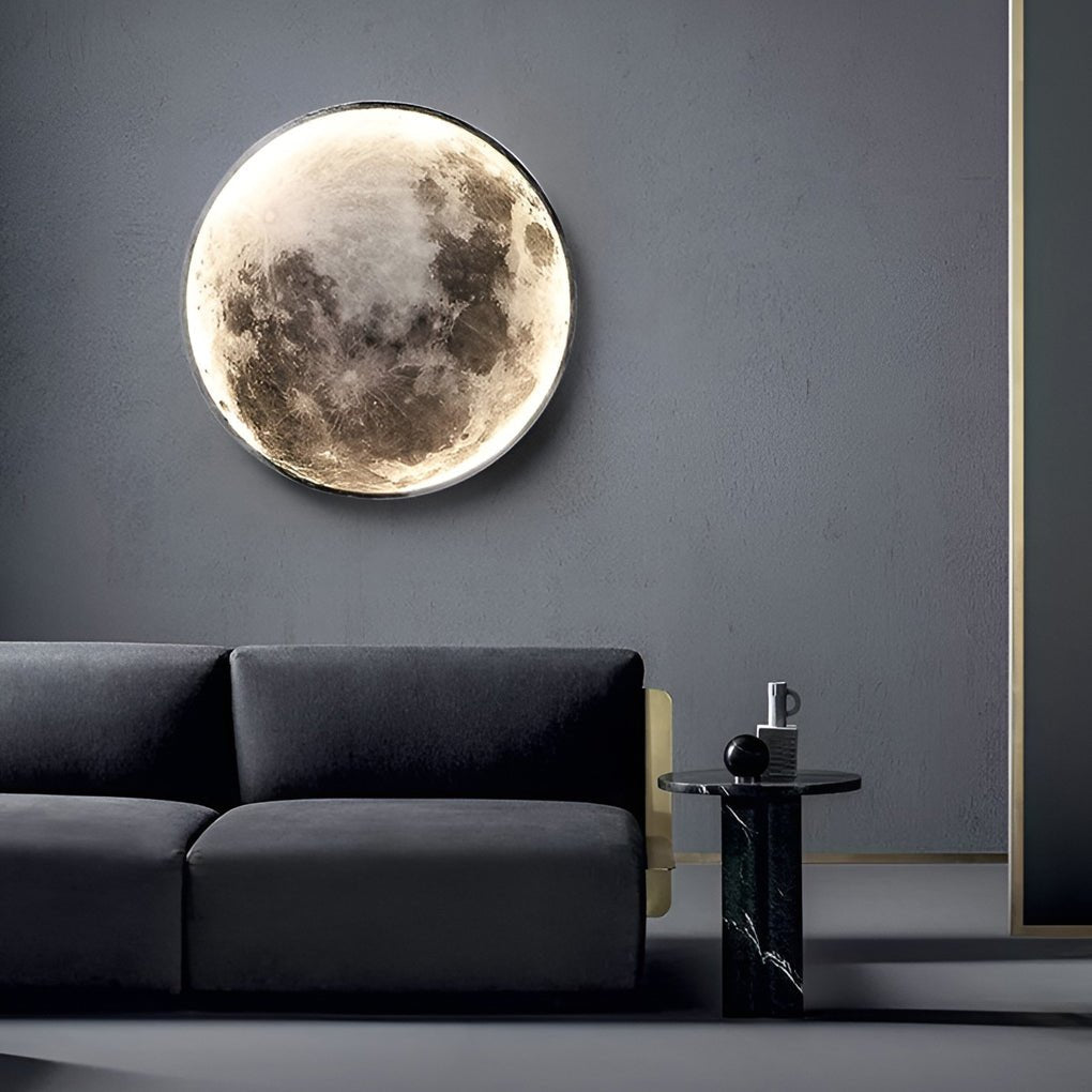 Full Moon LED Wall Lamp Dimmable 3-Step Artistic Bedroom Living Room — 9 to 15 Inch Sets