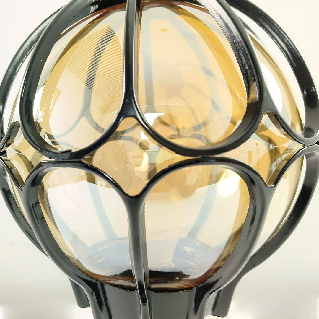 Outdoor Globe Pillar Light Retro Glass Copper Fence Post Hardwired — Black Bronze 7 to 15 Inch Sets