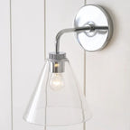 Industrial Metal Tapered LED Wall Sconce Bedroom Living Room Bar — Brass Black Chrome 1 to 2 Head