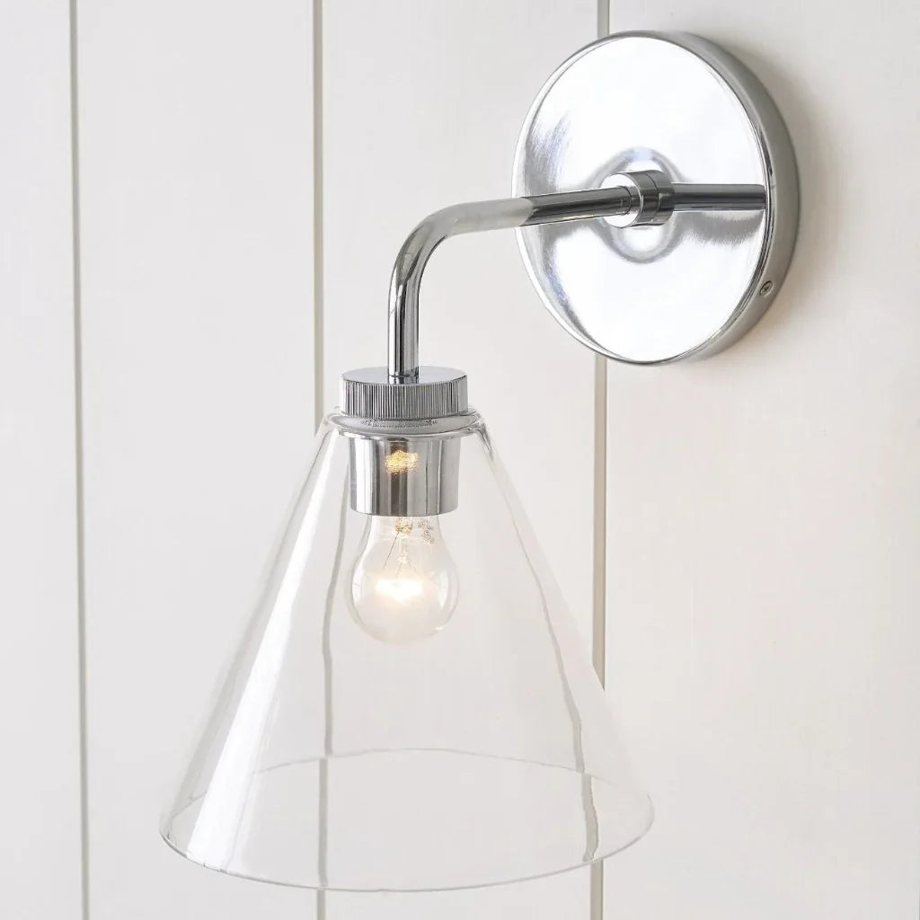 Industrial Metal Tapered LED Wall Sconce Bedroom Living Room Bar — Brass Black Chrome 1 to 2 Head