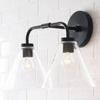 Industrial Metal Tapered LED Wall Sconce Bedroom Living Room Bar — Brass Black Chrome 1 to 2 Head