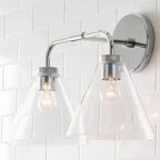 Industrial Metal Tapered LED Wall Sconce Bedroom Living Room Bar — Brass Black Chrome 1 to 2 Head