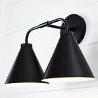 Industrial Metal Tapered LED Wall Sconce Bedroom Living Room Bar — Brass Black Chrome 1 to 2 Head