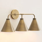 Industrial Metal Tapered LED Wall Sconce Bedroom Living Room Bar — Brass Black Chrome 1 to 2 Head