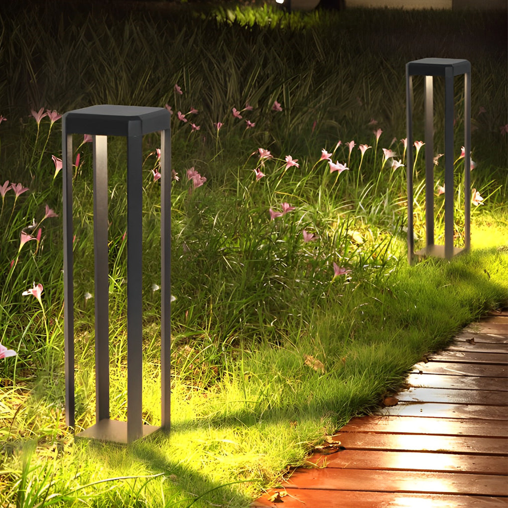 Modern Black Aluminum Solar Pathway Bollard Light IP65 Outdoor Garden Driveway — Singles to 8-Pack