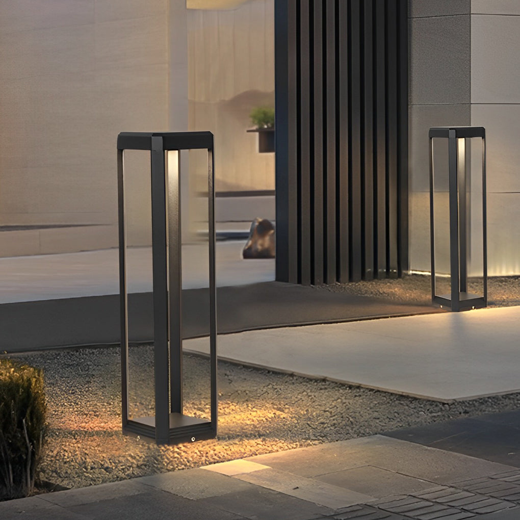 Modern Black Aluminum Solar Pathway Bollard Light IP65 Outdoor Garden Driveway — Singles to 8-Pack