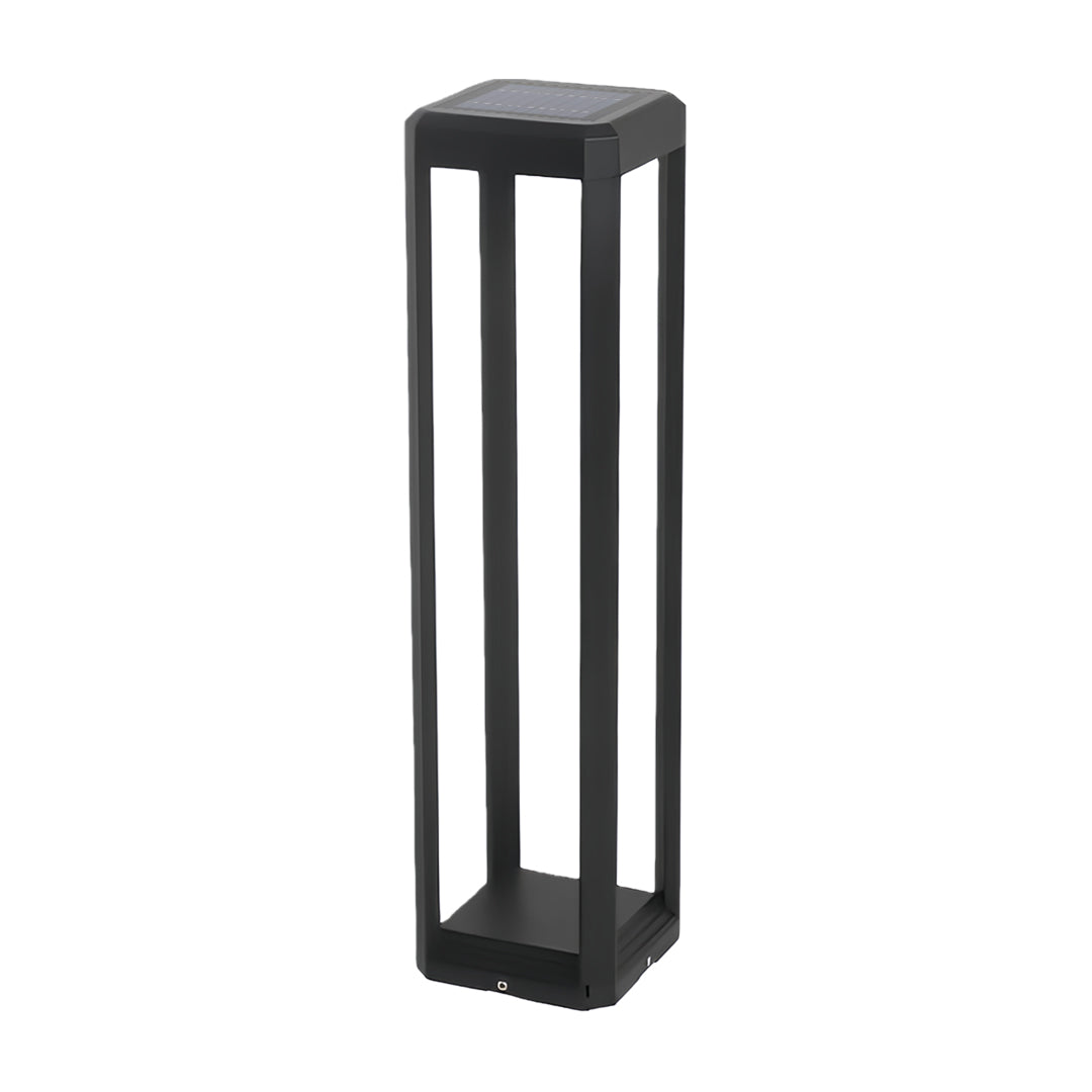 Modern Black Aluminum Solar Pathway Bollard Light IP65 Outdoor Garden Driveway — Singles to 8-Pack