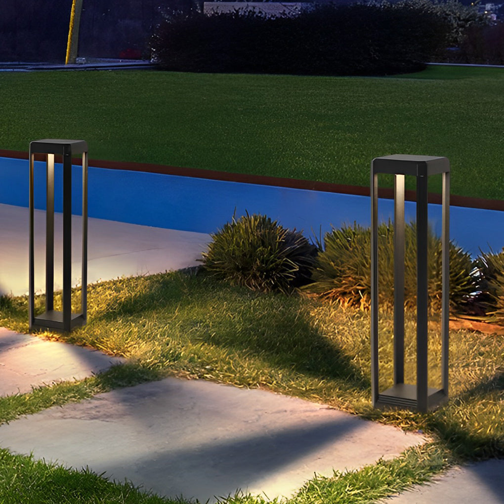 Modern Black Aluminum Solar Pathway Bollard Light IP65 Outdoor Garden Driveway — Singles to 8-Pack