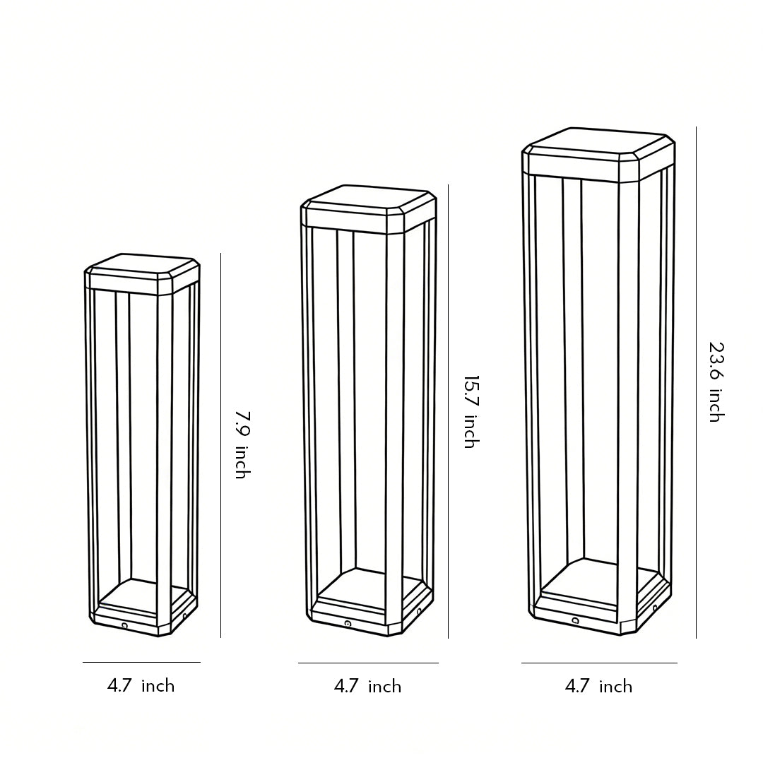 Modern Black Aluminum Solar Pathway Bollard Light IP65 Outdoor Garden Driveway — Singles to 8-Pack