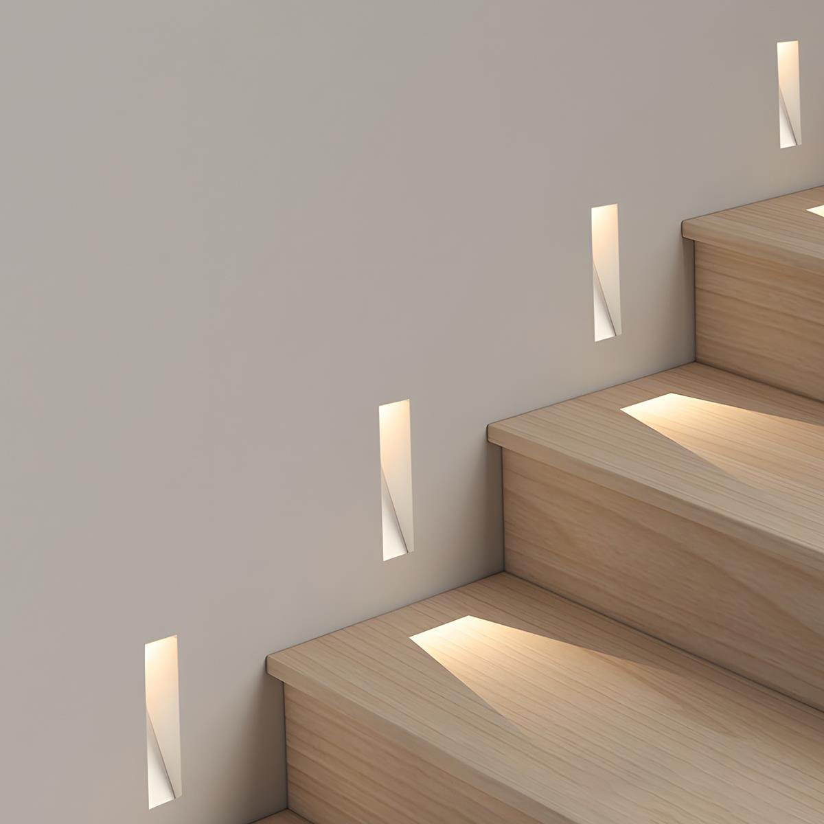 Motion Sensor LED Recessed Step Wall Sconce Minimalist Indoor Hallway Stairs — Warm Neutral Cool