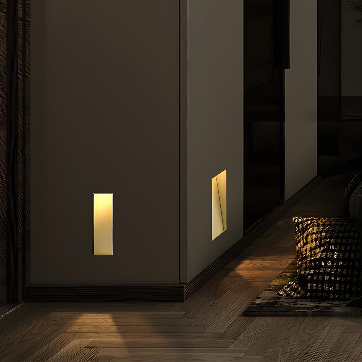 Motion Sensor LED Recessed Step Wall Sconce Minimalist Indoor Hallway Stairs — Warm Neutral Cool
