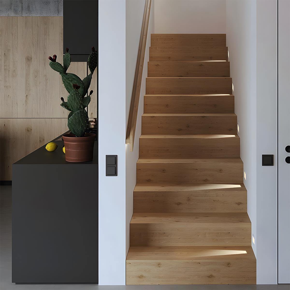 Motion Sensor LED Recessed Step Wall Sconce Minimalist Indoor Hallway Stairs — Warm Neutral Cool