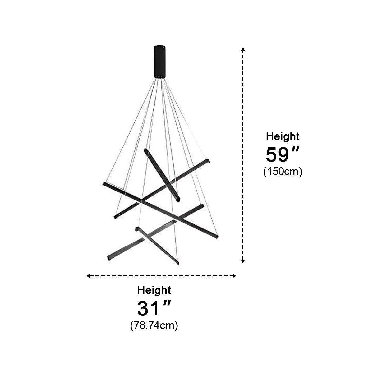 Minimalist Strip Stepless Dimming LED Black Modern Chandelier