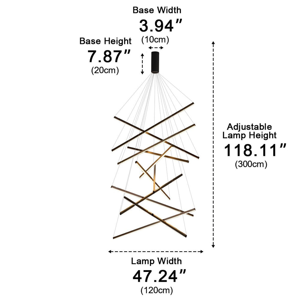 Minimalist Strip Stepless Dimming LED Black Modern Chandelier