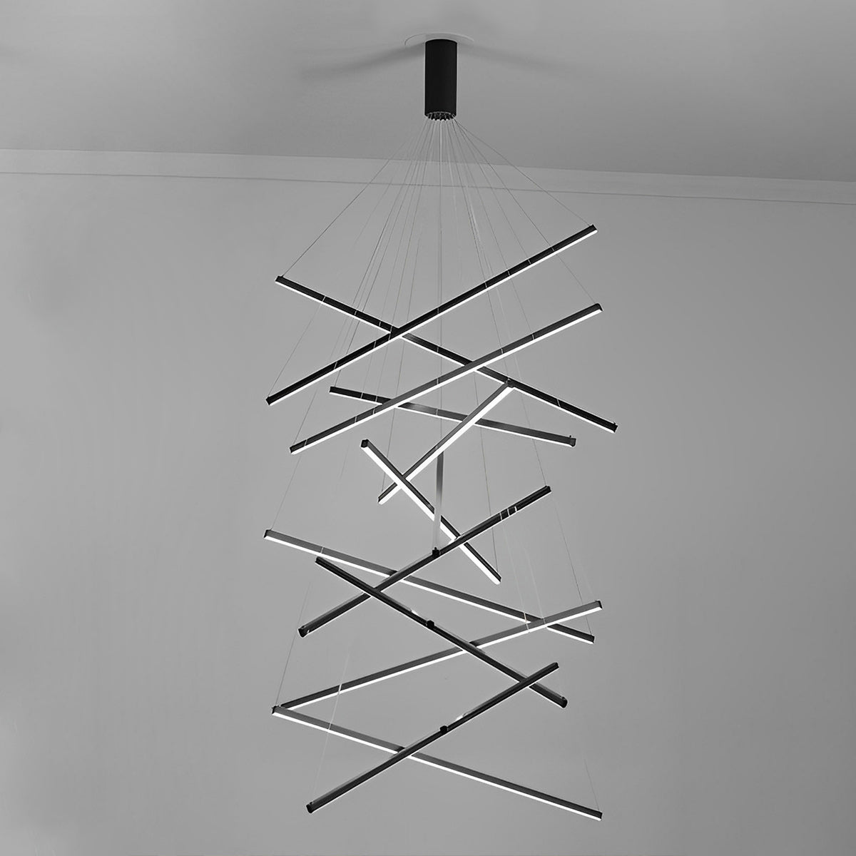Minimalist Strip Stepless Dimming LED Black Modern Chandelier