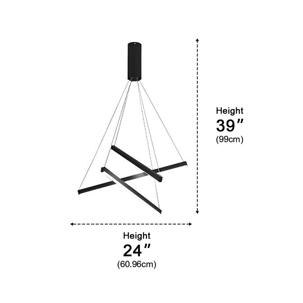 Minimalist Strip Stepless Dimming LED Black Modern Chandelier