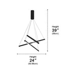 Minimalist Strip Stepless Dimming LED Black Modern Chandelier