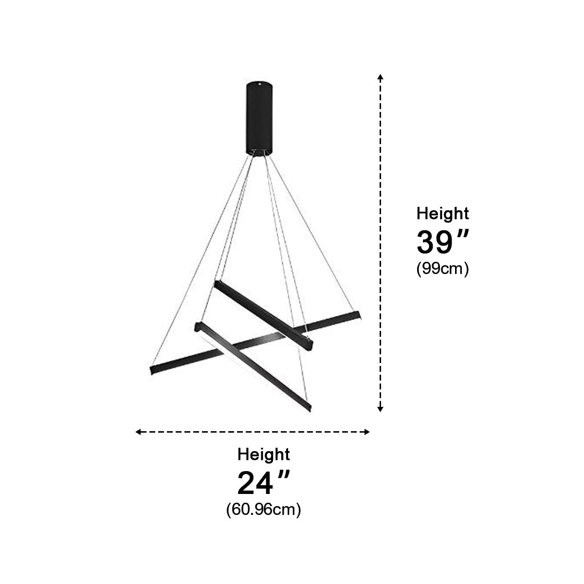 Minimalist Strip Stepless Dimming LED Black Modern Chandelier