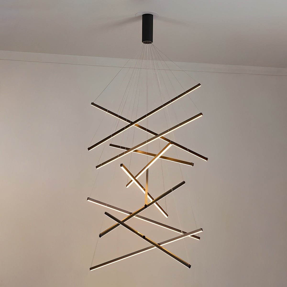 Minimalist Strip Stepless Dimming LED Black Modern Chandelier