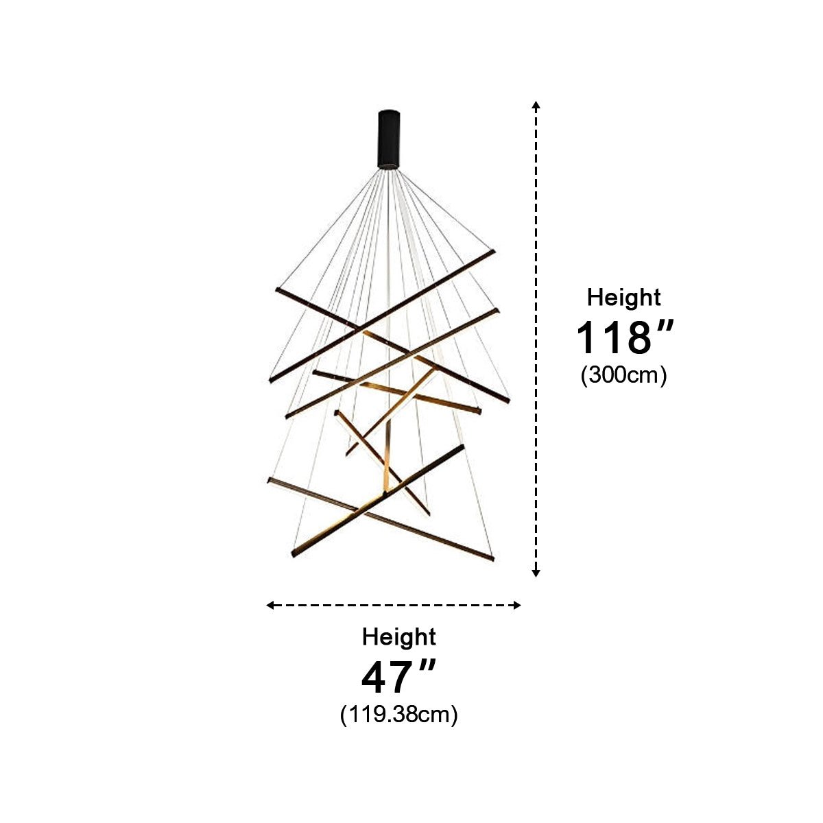 Minimalist Strip Stepless Dimming LED Black Modern Chandelier
