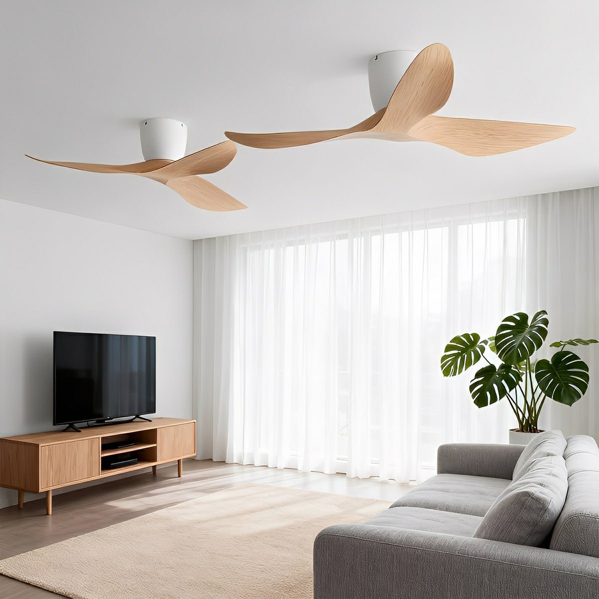 Modern 6-Speed DC Motor Ceiling Fan Reversible LED Bedroom Dining Room — 38 to 52 Inch White Black Walnut